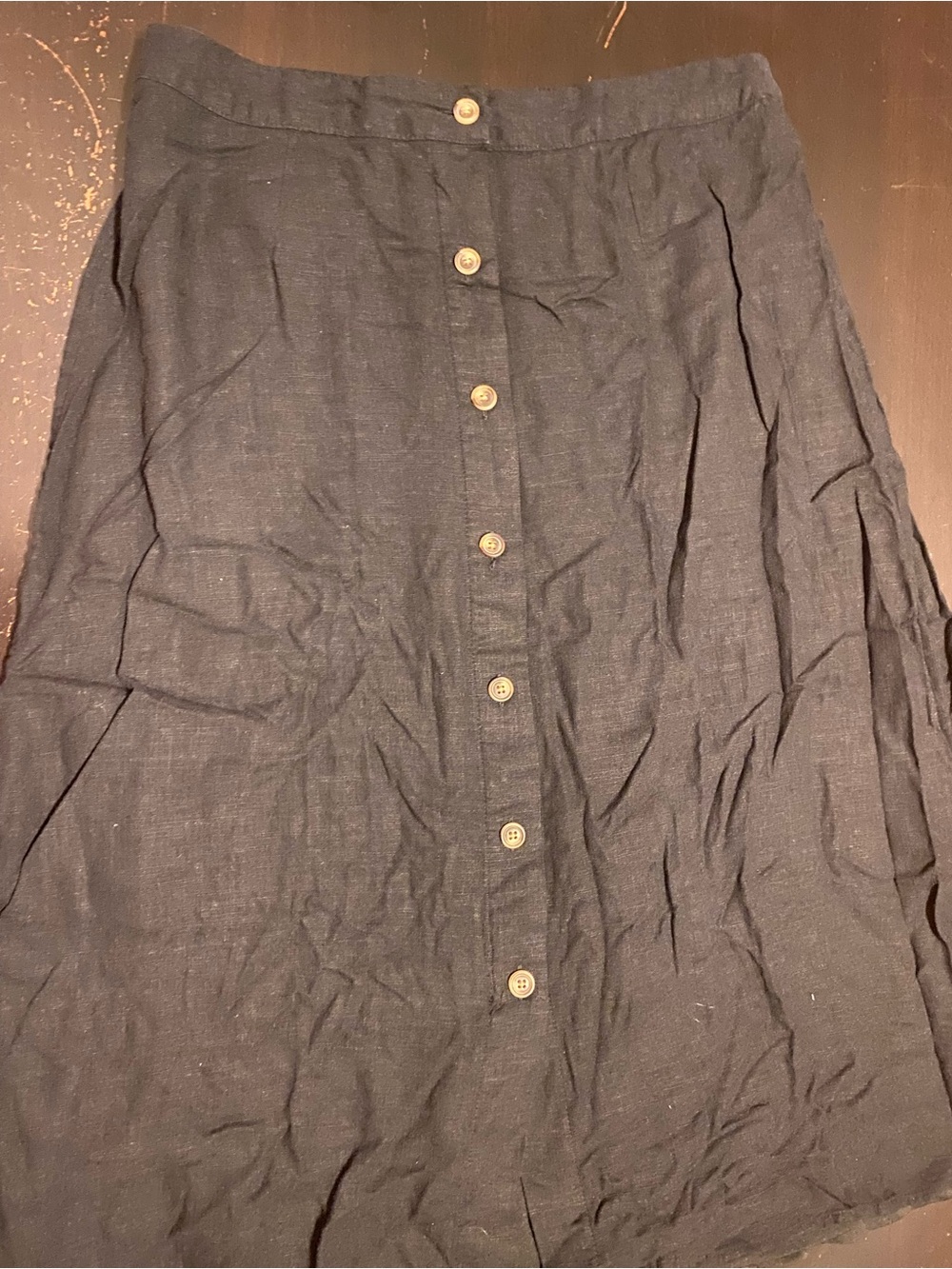 LC Lauren Conrad Black Button-Front Midi Skirt
